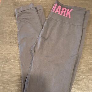 Gymshark Charcoal Leggings with Pink Logo